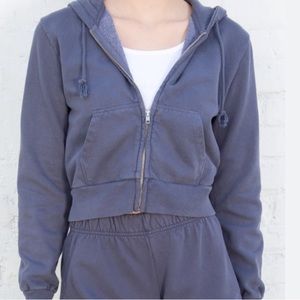 Brandy Melville / John Galt Blue Cropped Christy Hoodie